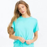 Wholesale french Terry Lounge Set Pack Top Crew Neck Rolled Sleeves Soft Breatha