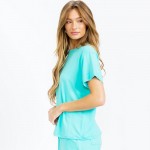 Wholesale french Terry Lounge Set Pack Top Crew Neck Rolled Sleeves Soft Breatha