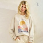 Wholesale light World Pullover Sweatshirt Crew Neck Dropped Shoulder Soft Comfy