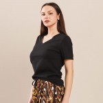 Wholesale v Neck T Shirt Pack Relaxed Straight Silhouette Cotton