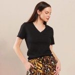 Wholesale v Neck T Shirt Pack Relaxed Straight Silhouette Cotton