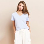 Wholesale v Neck T Shirt Pack Relaxed Straight Silhouette Cotton
