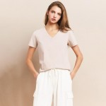 Wholesale v Neck T Shirt Pack Relaxed Straight Silhouette Cotton