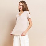 Wholesale v Neck T Shirt Pack Relaxed Straight Silhouette Cotton