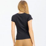 Wholesale u Neck Shirt Sleeve T Shirt Pack Body Hugging Silhouette Comfortable B