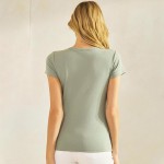 Wholesale u Neck Shirt Sleeve T Shirt Pack Body Hugging Silhouette Comfortable B