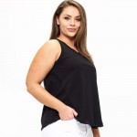 Wholesale plus Raw Edge Tank Top Pack Round Neck Cotton