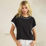 Wholesale two T Shirt Contrast Seam Pack Round Neck Sculpted Side Seams Soft Bre