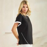 Wholesale two T Shirt Contrast Seam Pack Round Neck Sculpted Side Seams Soft Bre