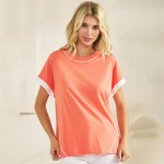 Wholesale two T Shirt Contrast Seam Pack Round Neck Sculpted Side Seams Soft Bre