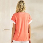 Wholesale two T Shirt Contrast Seam Pack Round Neck Sculpted Side Seams Soft Bre