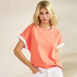 Wholesale two T Shirt Contrast Seam Pack Round Neck Sculpted Side Seams Soft Bre
