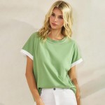 Wholesale two T Shirt Contrast Seam Pack Round Neck Sculpted Side Seams Soft Bre