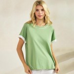 Wholesale two T Shirt Contrast Seam Pack Round Neck Sculpted Side Seams Soft Bre