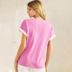 Wholesale two T Shirt Contrast Seam Pack Round Neck Sculpted Side Seams Soft Bre