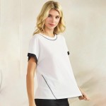 Wholesale two T Shirt Contrast Seam Pack Round Neck Sculpted Side Seams Soft Bre