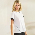 Wholesale two T Shirt Contrast Seam Pack Round Neck Sculpted Side Seams Soft Bre