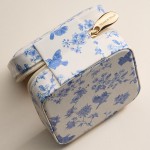 Wholesale chinoiserie Print Vegan Leather Travel Jewelry Box Full Zipper Closure