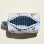 Wholesale floral Print Quilted Pouch Tassel Full Zip Closure Stripe Print Inside