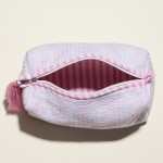 Wholesale shell Print Quilted Pouch Tassel Full Zip Closure Stripe Print Inside