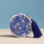 Wholesale floral Print Circular Quilt Pouch Tassel Full Zip Closure Internal Ope