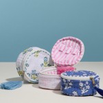 Wholesale floral Print Circular Quilt Pouch Tassel Full Zip Closure Internal Ope