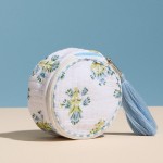 Wholesale floral Print Circular Quilt Pouch Tassel Full Zip Closure Internal Ope