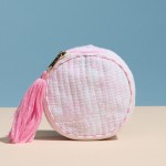 Wholesale shell Print Circular Quilt Pouch Tassel Full Zip Closure Internal Open