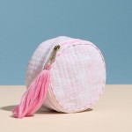 Wholesale shell Print Circular Quilt Pouch Tassel Full Zip Closure Internal Open