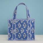 Wholesale flower Print Quilted Mini Tote Bag Stripe Print Inside Open Internal P
