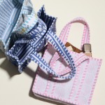 Wholesale flower Print Quilted Mini Tote Bag Stripe Print Inside Open Internal P