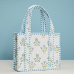 Wholesale flower Print Quilted Mini Tote Bag Stripe Print Inside Open Internal P