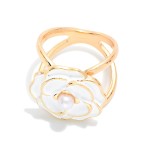 Wholesale do Everything Love Scarf Ring Metal Flower Pearl L