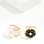 Wholesale do Everything Love Scarf Ring Metal Flower Pearl L