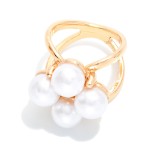 Wholesale do Everything Love Metal Pearl Flower Scarf Ring L