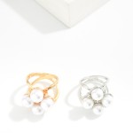 Wholesale do Everything Love Metal Pearl Flower Scarf Ring L