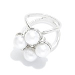 Wholesale do Everything Love Metal Pearl Flower Scarf Ring L