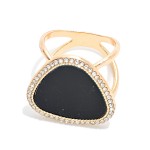 Wholesale do Everything Love Round Black Onyx Triangle Scarf Ring Rhinestone Bor