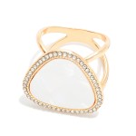 Wholesale do Everything Love Round Pearlescent Triangle Scarf Ring Rhinestone Bo