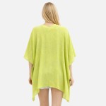 Wholesale faux Linen V Neck Poncho One Fits Most Polyester