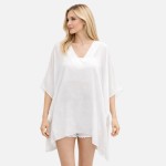 Wholesale faux Linen V Neck Poncho One Fits Most Polyester