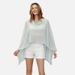 Wholesale sheer Knit Cropped Poncho One Fits Most Polyester