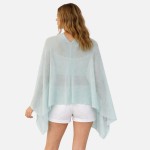 Wholesale sheer Knit Cropped Poncho One Fits Most Polyester