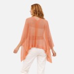 Wholesale sheer Knit Cropped Poncho One Fits Most Polyester