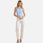 Wholesale stripped V Neck Sleeveless Top Pack Ribbed Cropped Polyester Nylon Mod