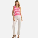 Wholesale stripped V Neck Sleeveless Top Pack Ribbed Cropped Polyester Nylon Mod