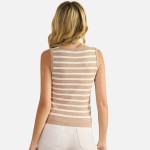 Wholesale stripped V Neck Sleeveless Top Pack Ribbed Cropped Polyester Nylon Mod