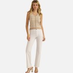 Wholesale stripped V Neck Sleeveless Top Pack Ribbed Cropped Polyester Nylon Mod