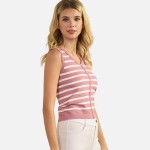 Wholesale stripped V Neck Sleeveless Top Pack Ribbed Cropped Polyester Nylon Mod