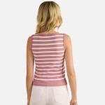 Wholesale stripped V Neck Sleeveless Top Pack Ribbed Cropped Polyester Nylon Mod